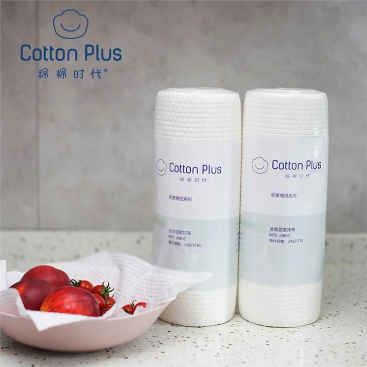 Kitchen Spunlace Bamboo Non Woven Fabric Wiping Rolls Cleaning Lazy Rag Cloth